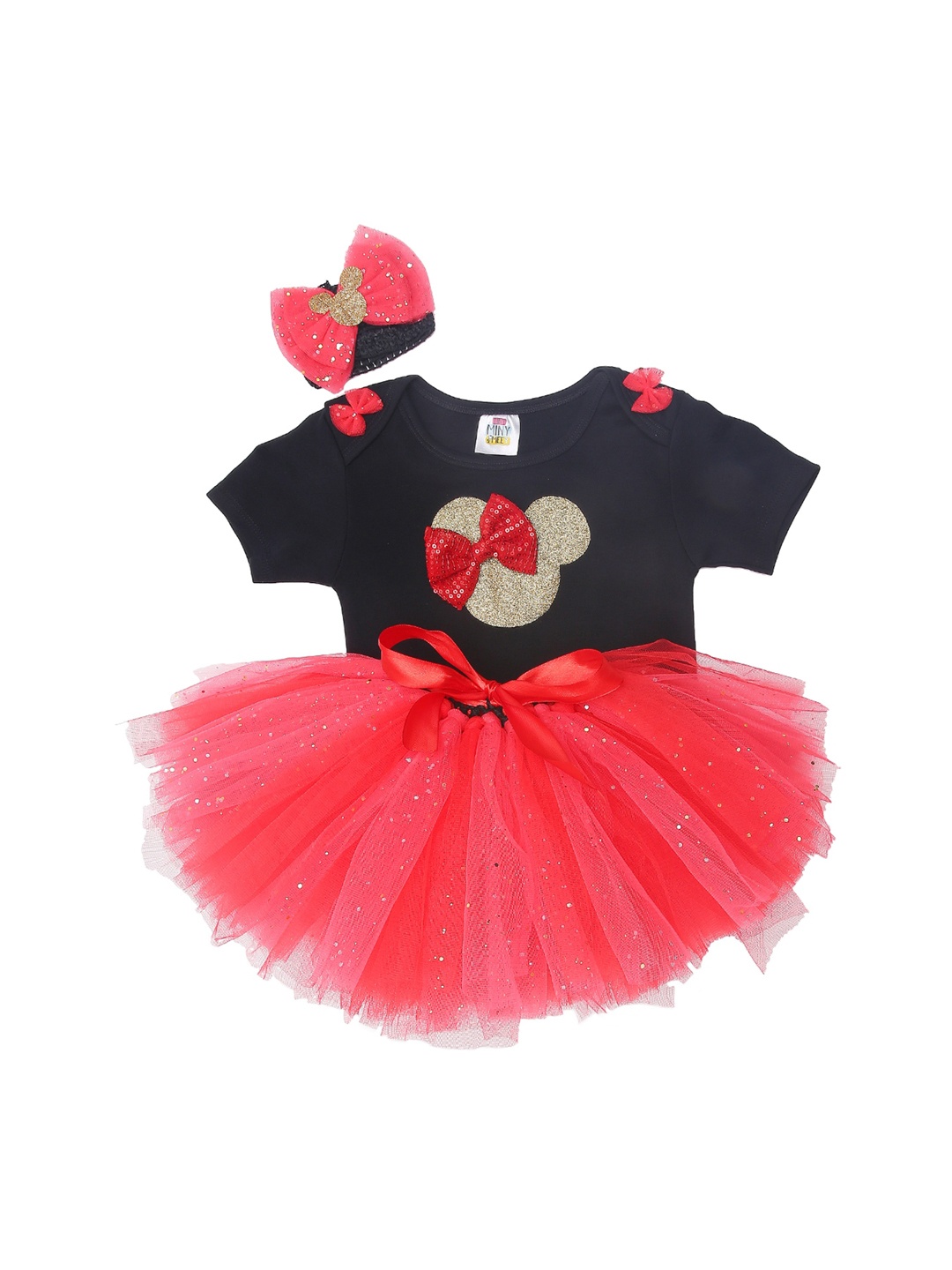 

TINY MINY ME Infants Embellished Bodysuit & Skirt with Headband, Red