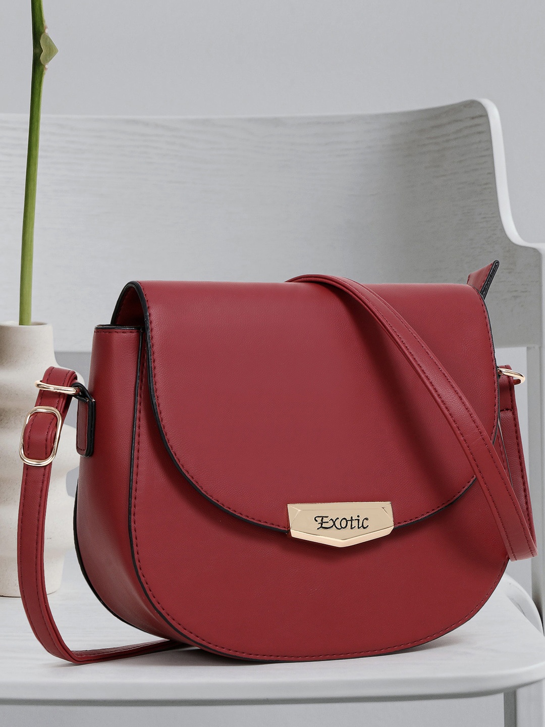 

Exotic Structured Sling Bag, Maroon