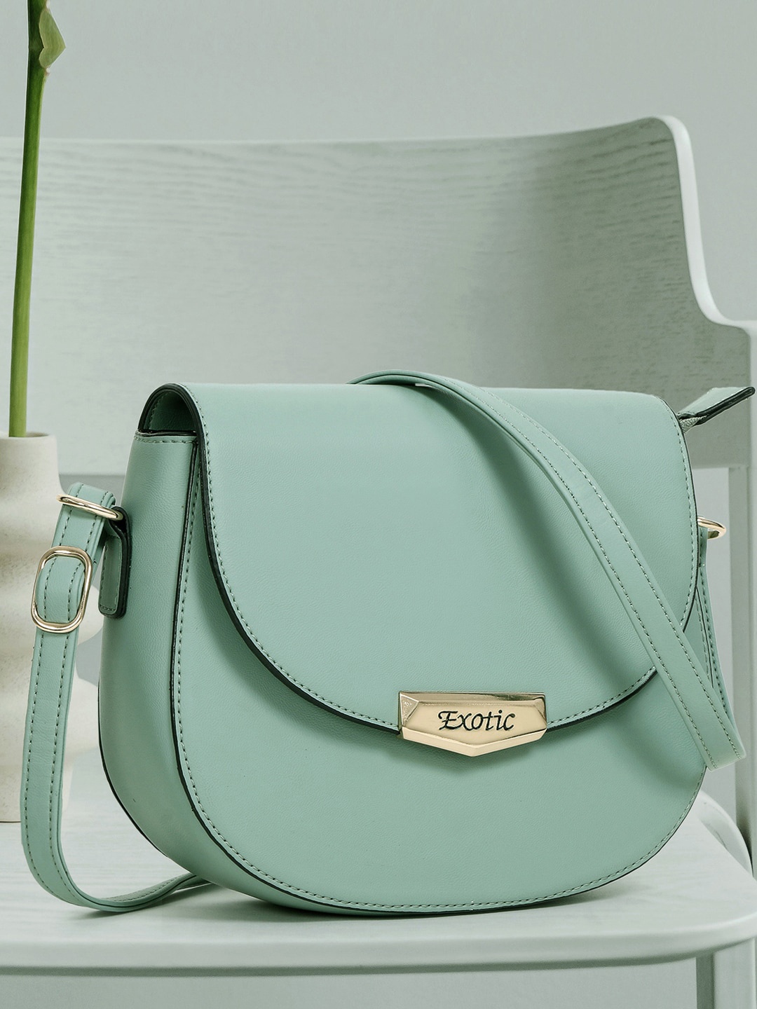 

Exotic Structured Sling Bag, Green