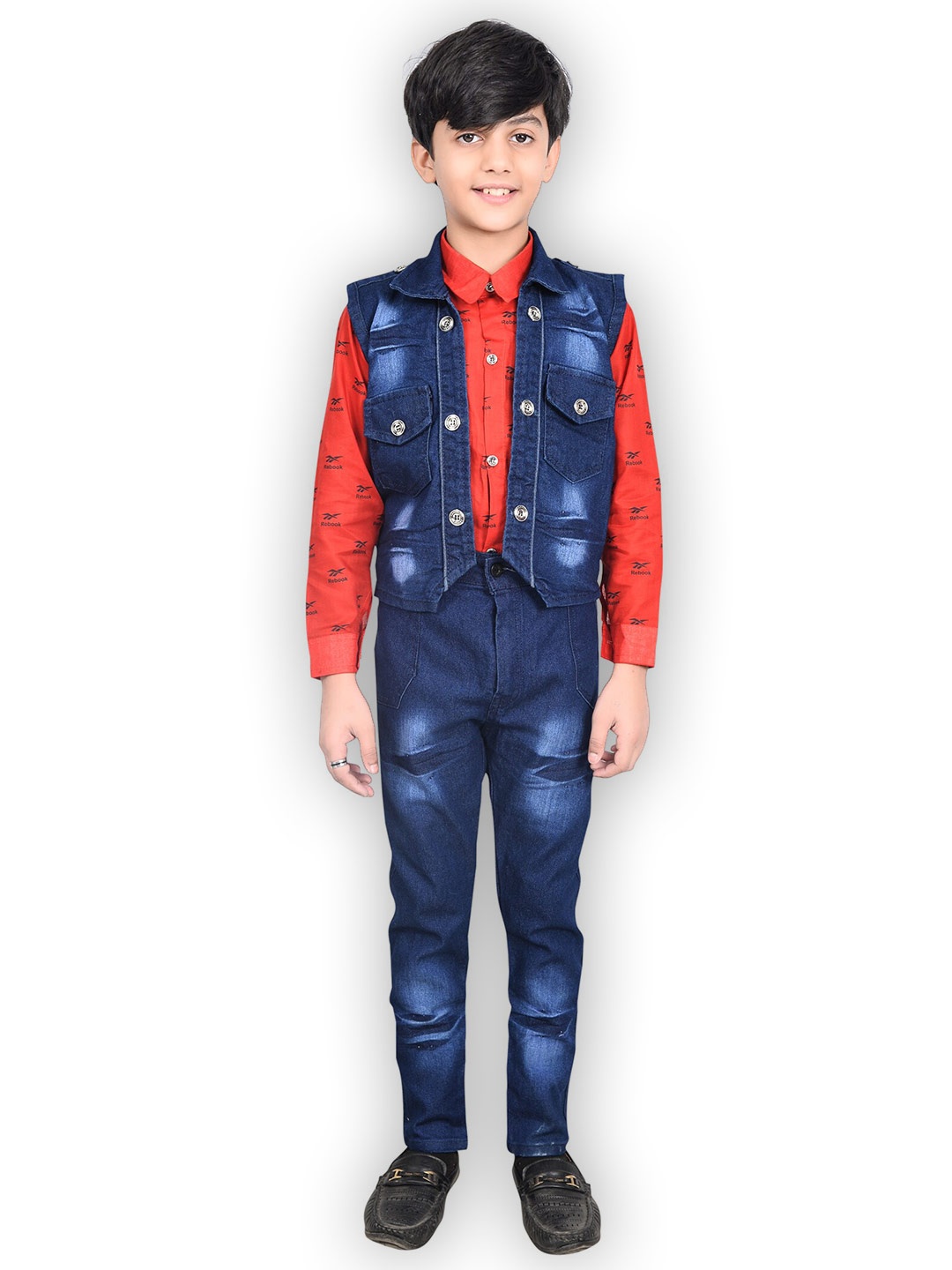 

BAESD Boys Printed Shirt With Trousers & Waistcoat, Red