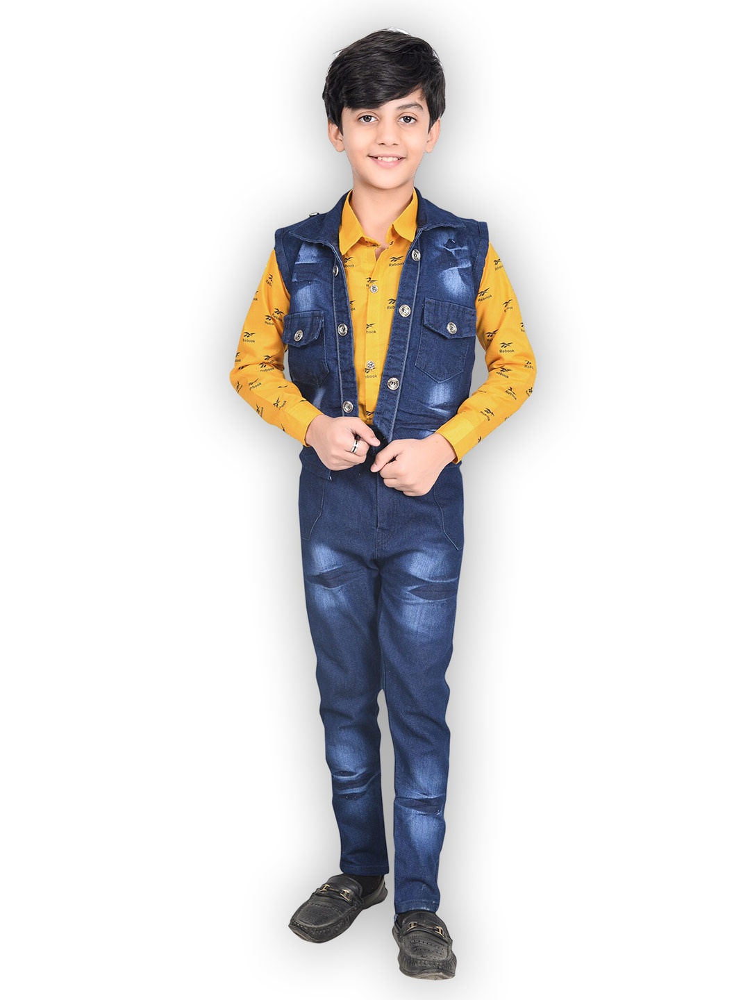 

BAESD Boys Printed Shirt with Trousers & Waistcoat, Yellow