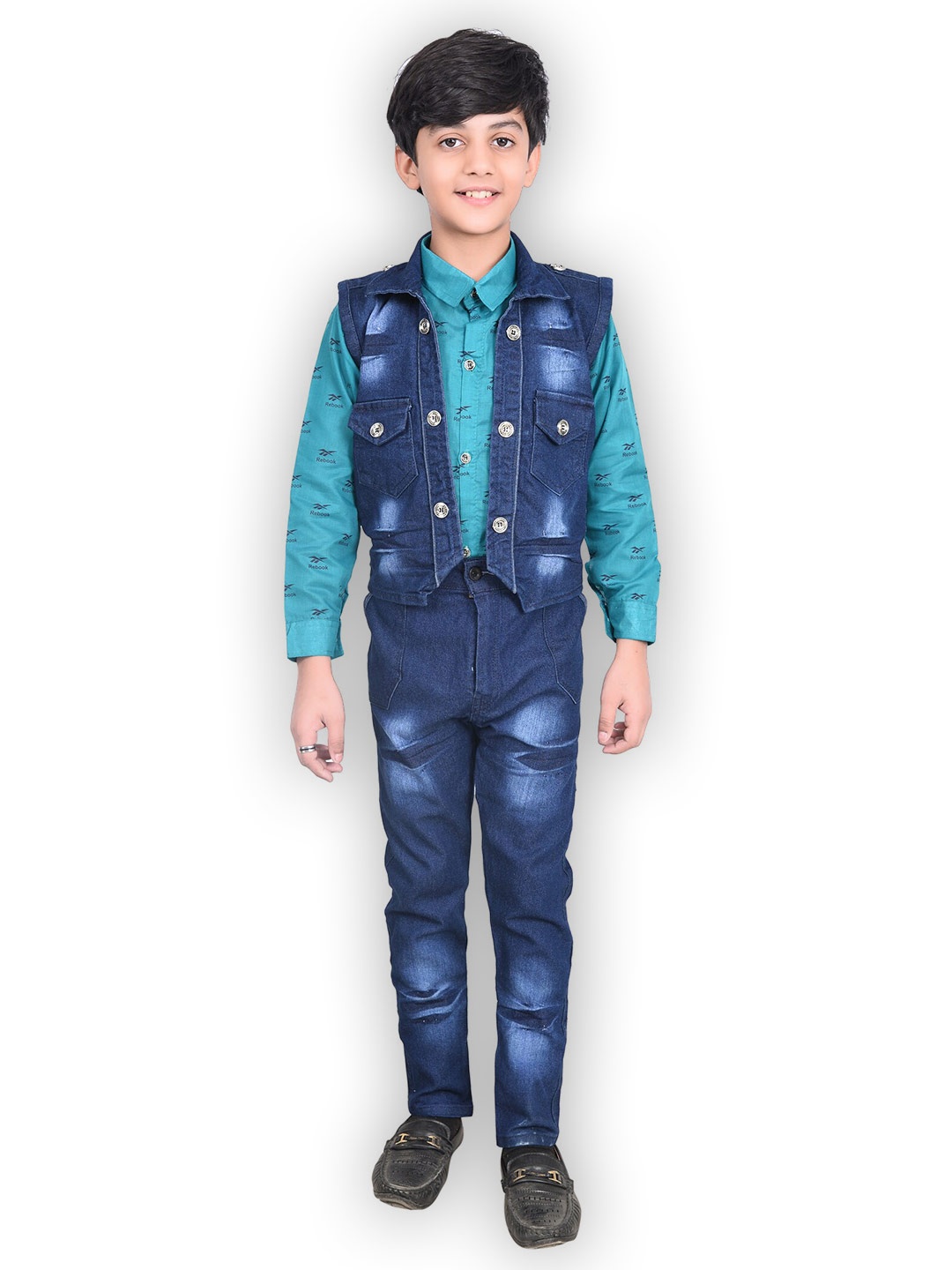 

BAESD Boys Shirt With Trousers ANd Waistcoat, Turquoise blue