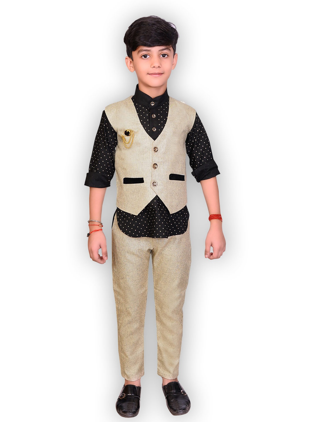 

BAESD Boys Printed Shirt with Trousers & Waistcoat, Grey