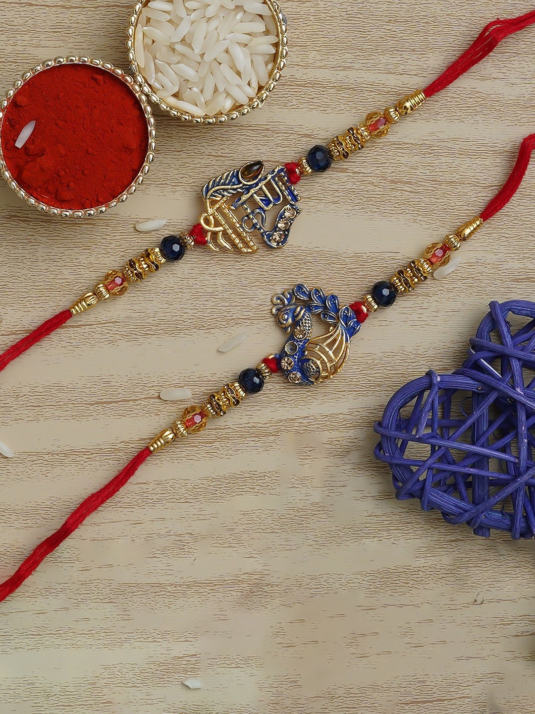 

Fashion Bizz Set of 2 Krishna Studded Designer Rakhis, Gold