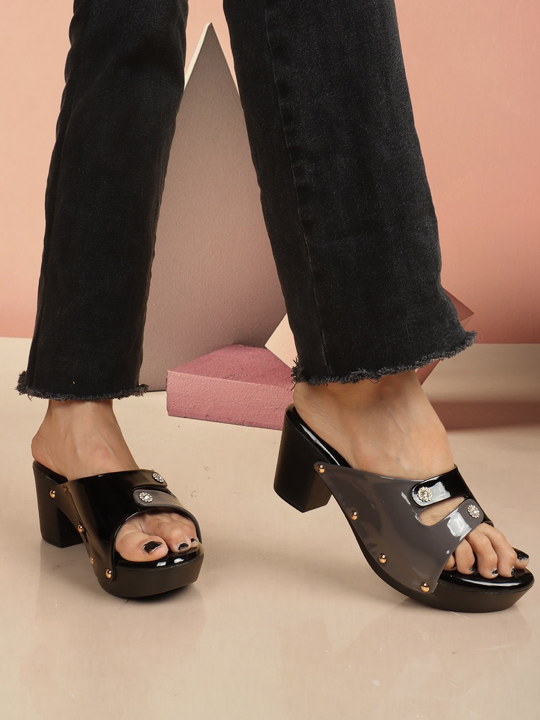 

ICONICS Embellished Platform Heels, Grey