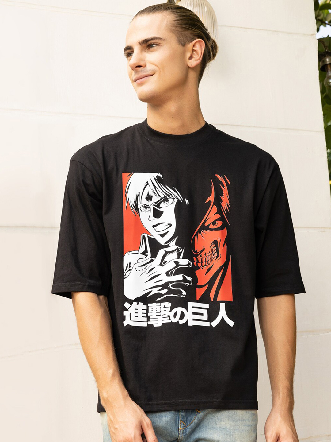 

Gavin Paris Graphic Printed Cotton Oversized T-shirts, Black