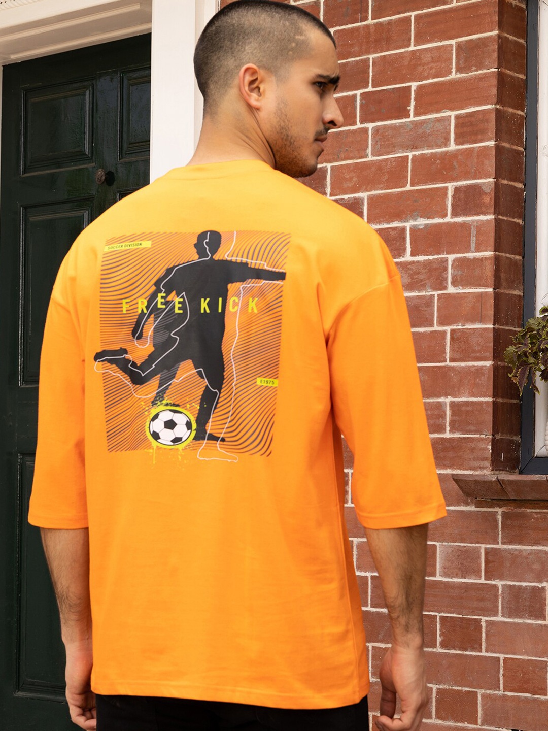 

Gavin Paris Graphic Printed Cotton Drop-Shoulder Sleeves Oversized T-shirts, Orange