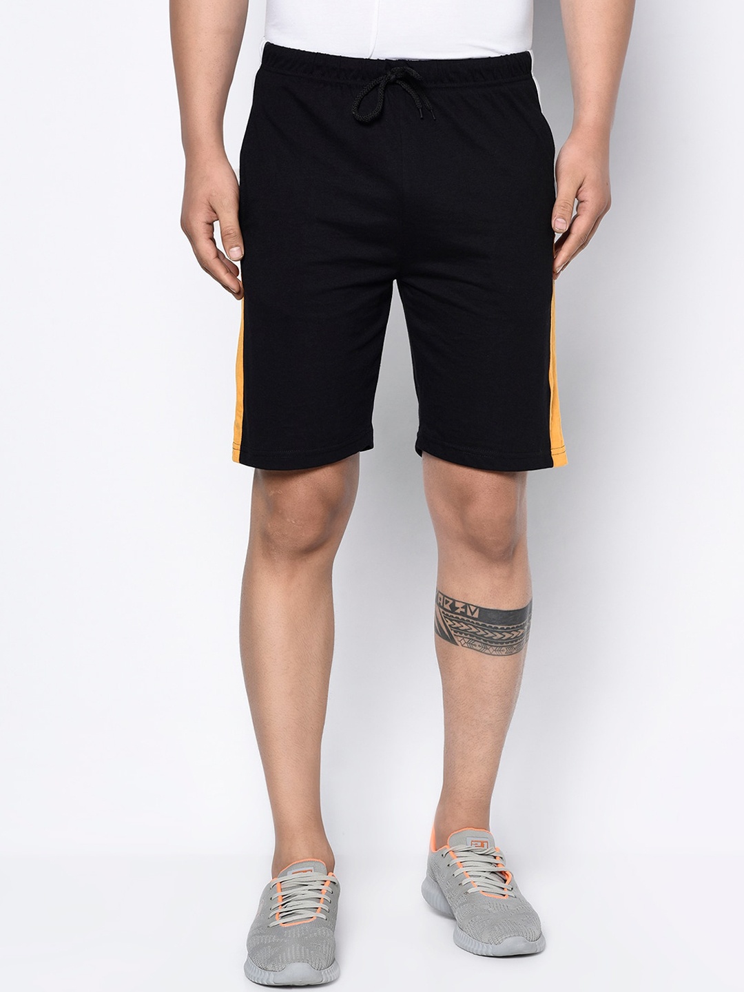 

GLITO Men Mid Rise Regular Fit Cotton Sports Shorts, Yellow