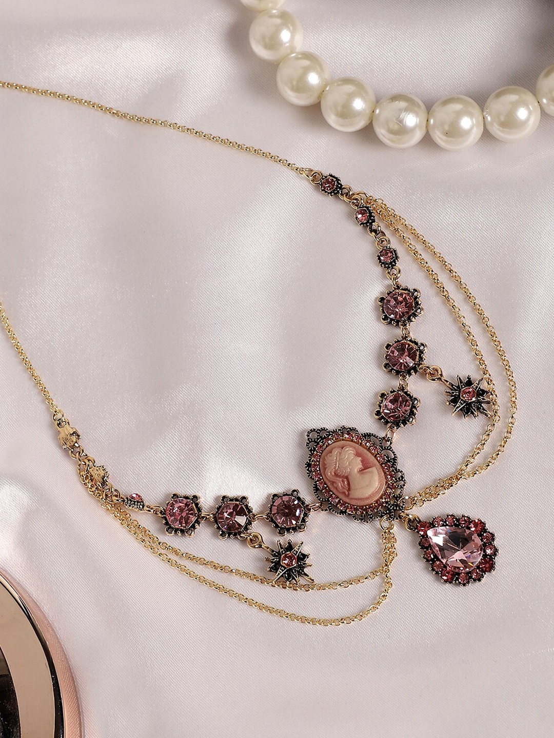 

SOHI Gold-Plated Stone Studded Necklace