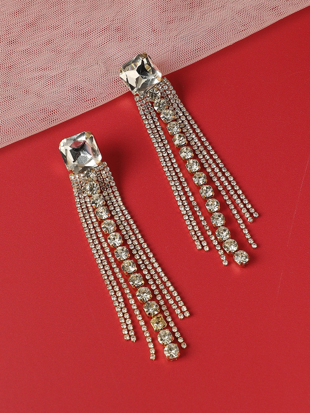 

SOHI Silver-Toned Contemporary Drop Earrings