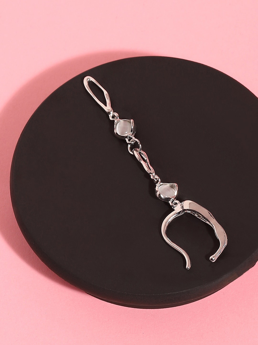 

SOHI Silver-Plated Contemporary Drop Earrings