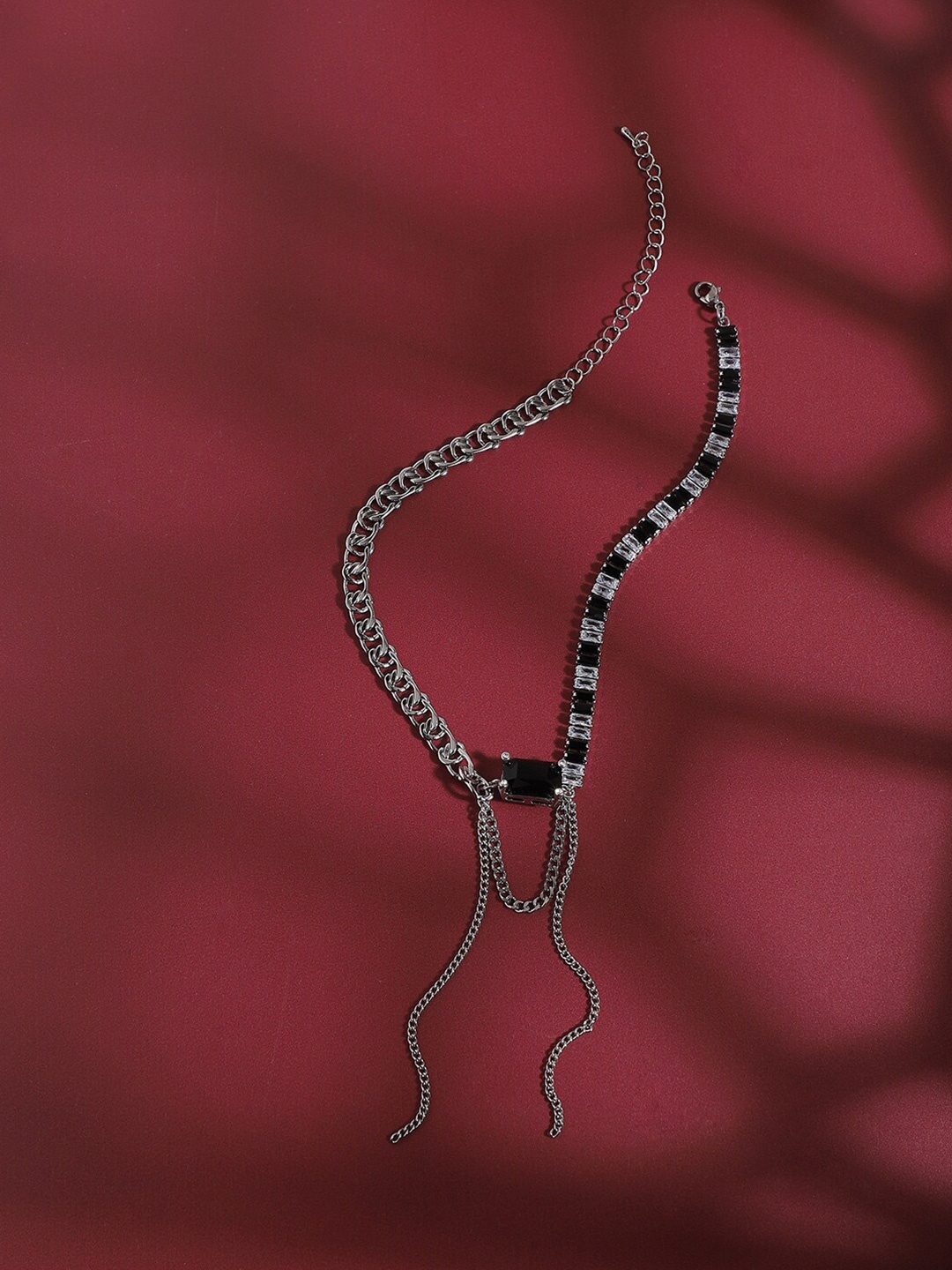 

SOHI Silver-Plated Stone Studded Necklace