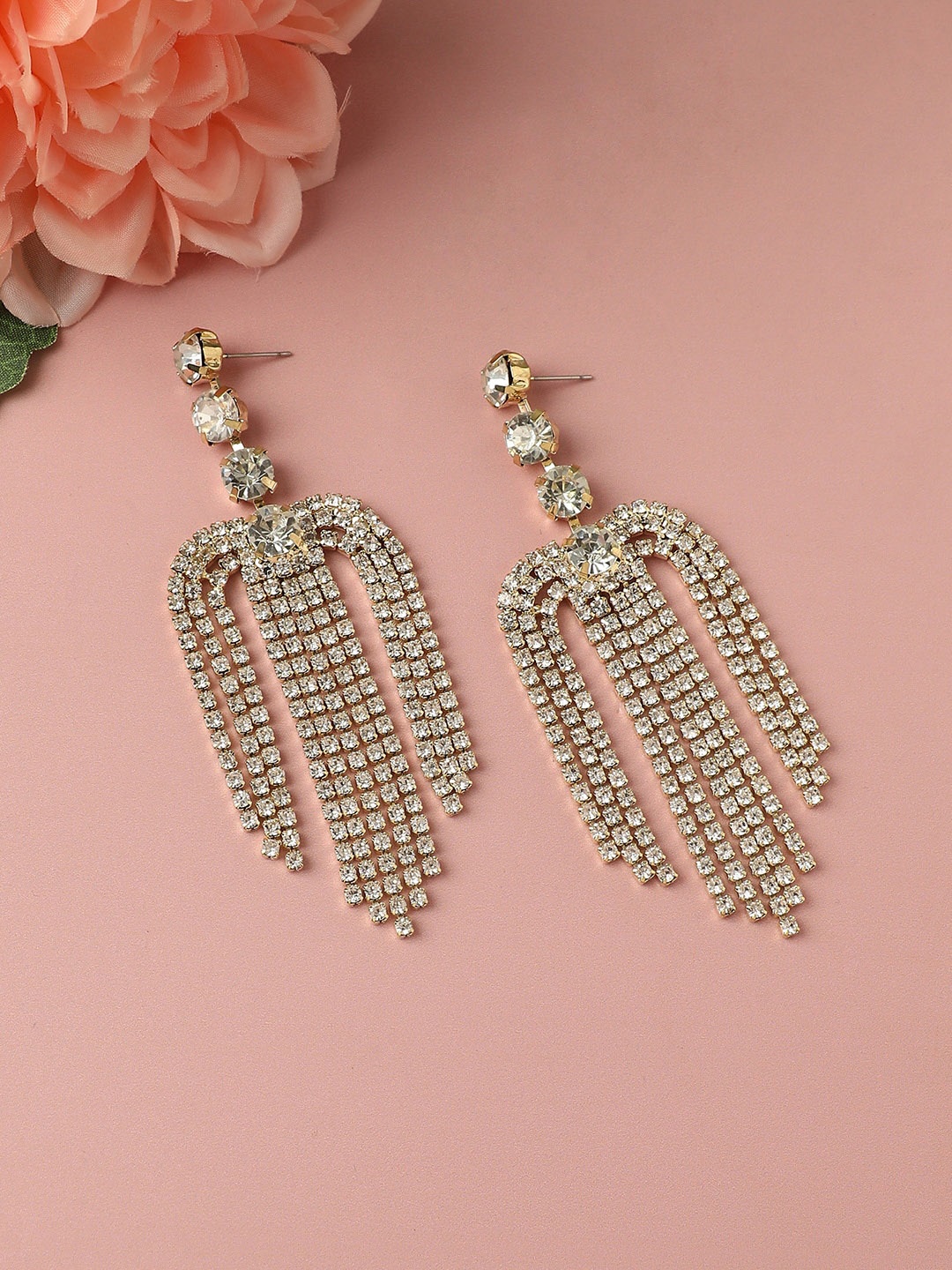 

SOHI Gold-Plated Contemporary Drop Earrings