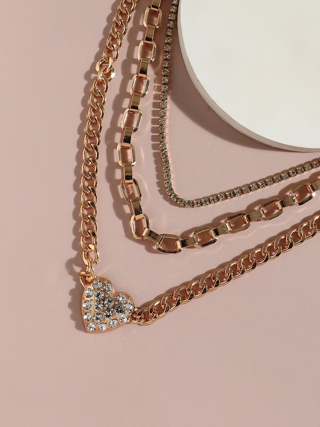 

SOHI Gold-Plated Stone-Studded Layered Necklace