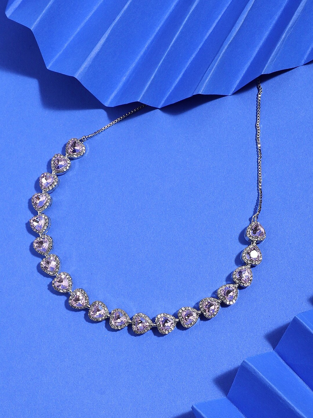 

SOHI Silver-Plated Stone-Studded Necklace