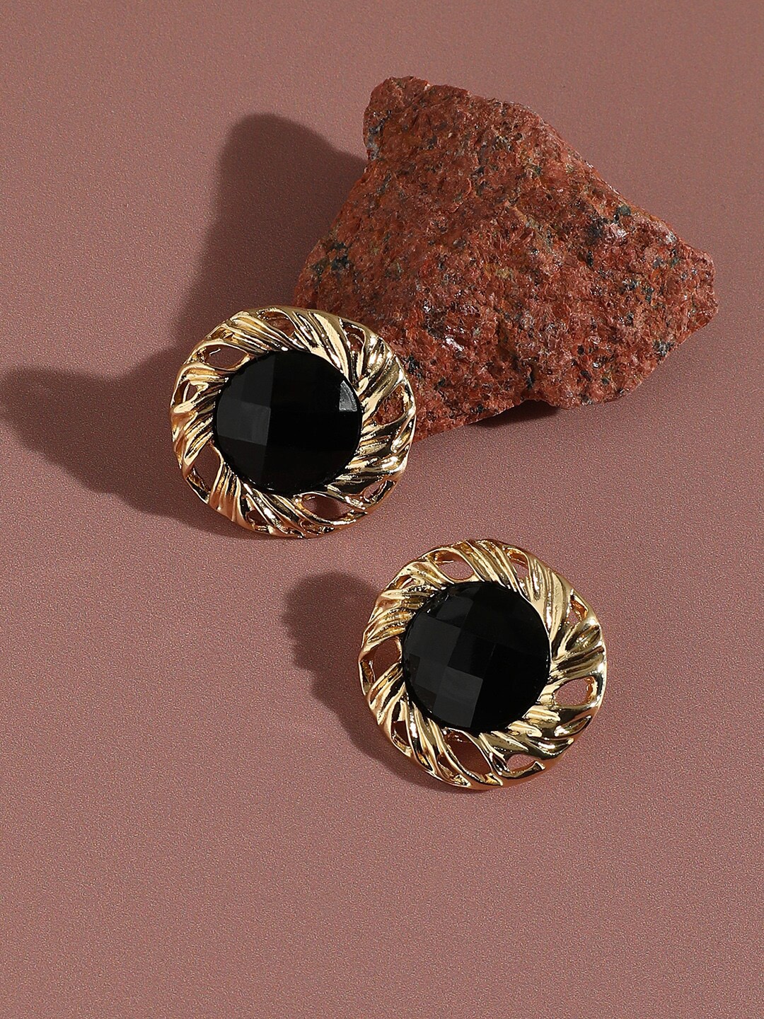 

SOHI Gold-Plated Circular Drop Earrings