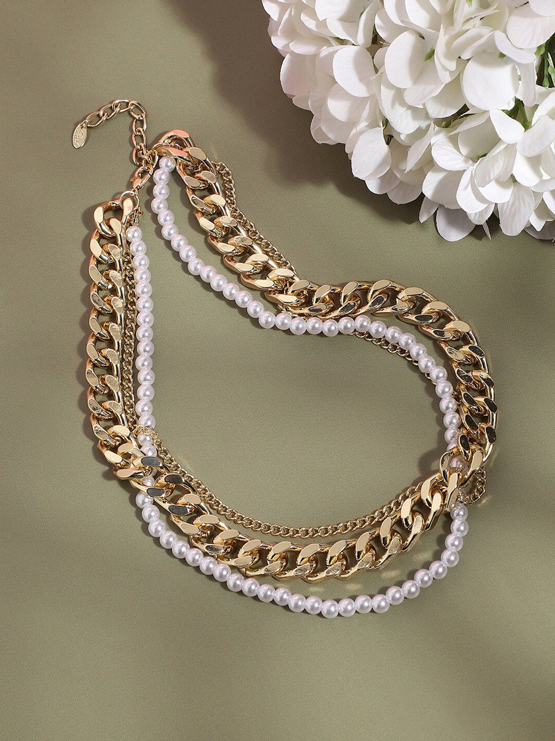 

SOHI Gold-Plated Pearls Layered Necklace