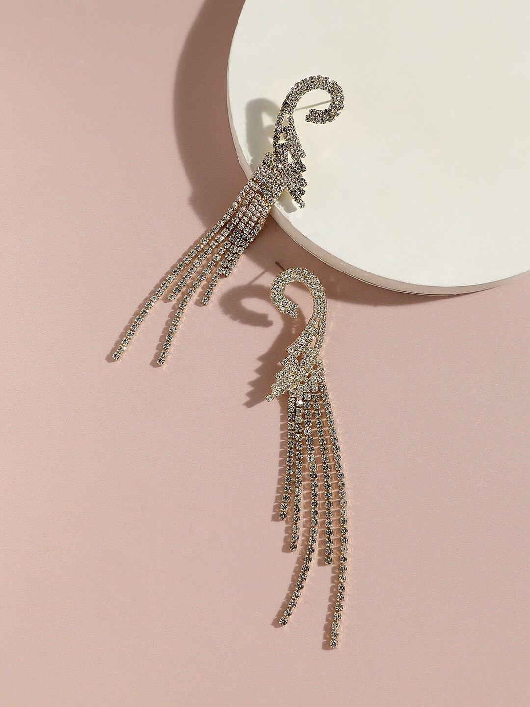 

SOHI Gold-Plated Contemporary Drop Earrings