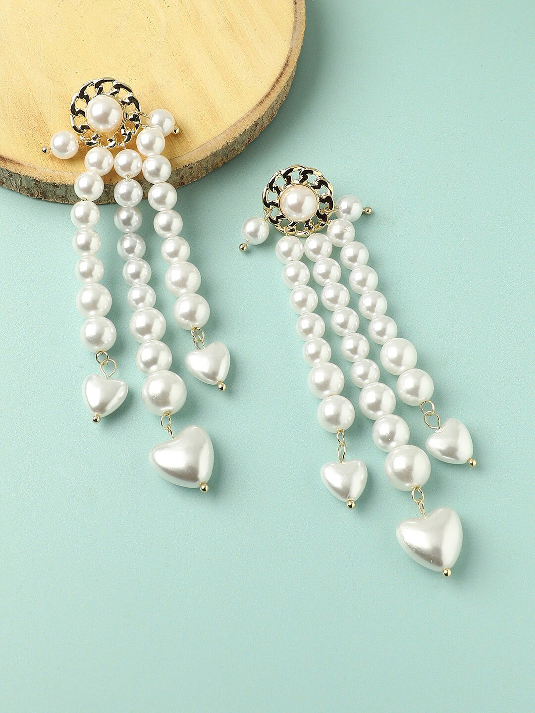 

SOHI Gold-Plated Heart Shaped Drop Earrings