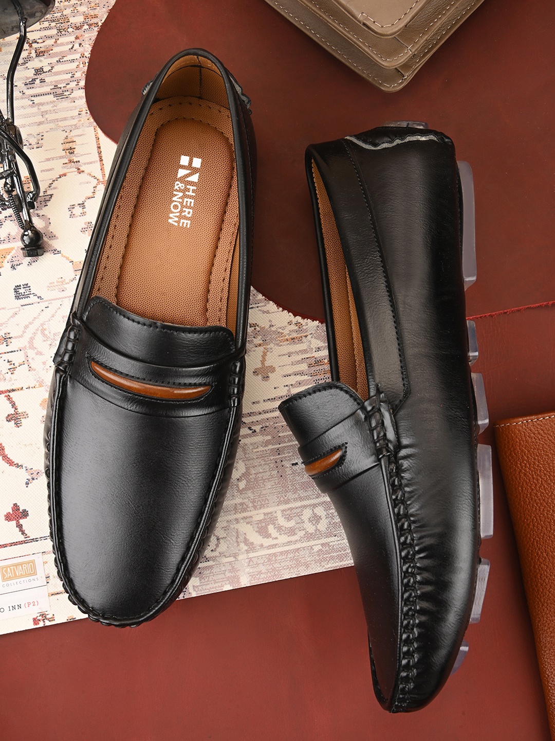 

HERE&NOW Men Black Lightweight Slip-On Loafers