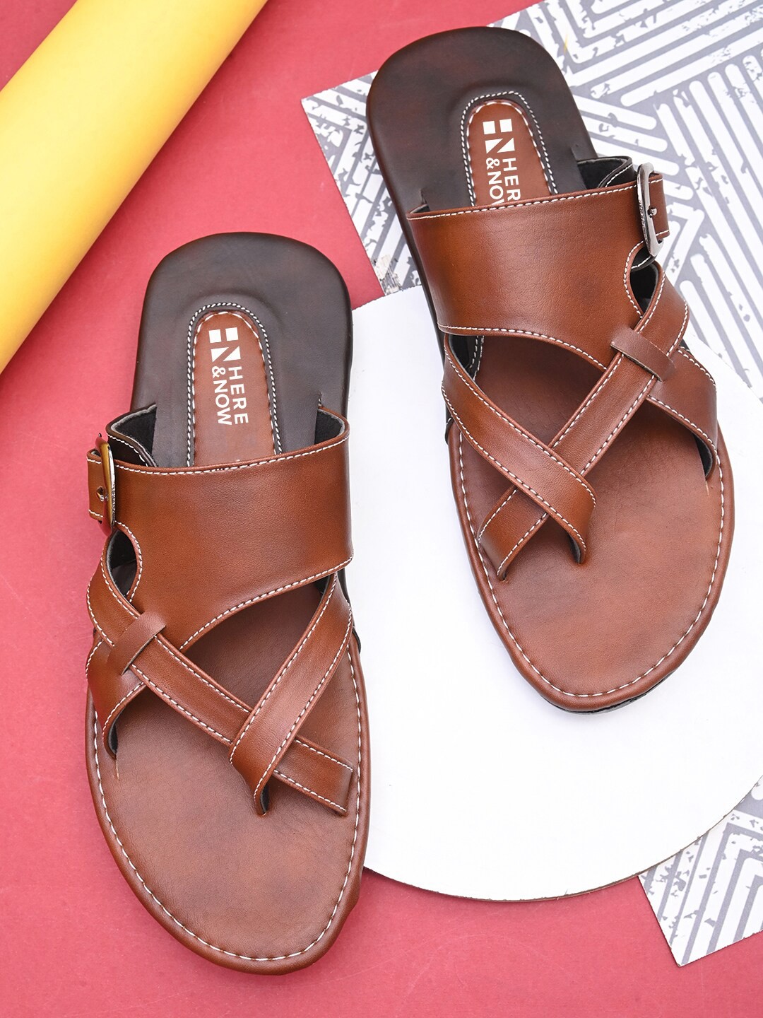 

HERE&NOW Men Tan Comfort Sandals