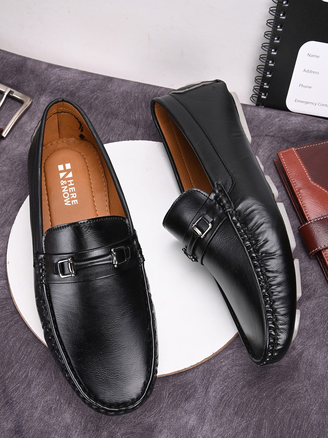 

HERE&NOW Men Black Textured Lightweight Loafers