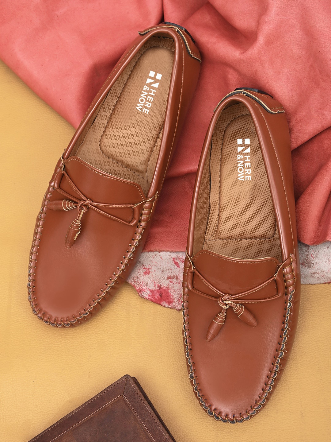 

HERE&NOW Men Tan Lightweight Slip-On Loafers