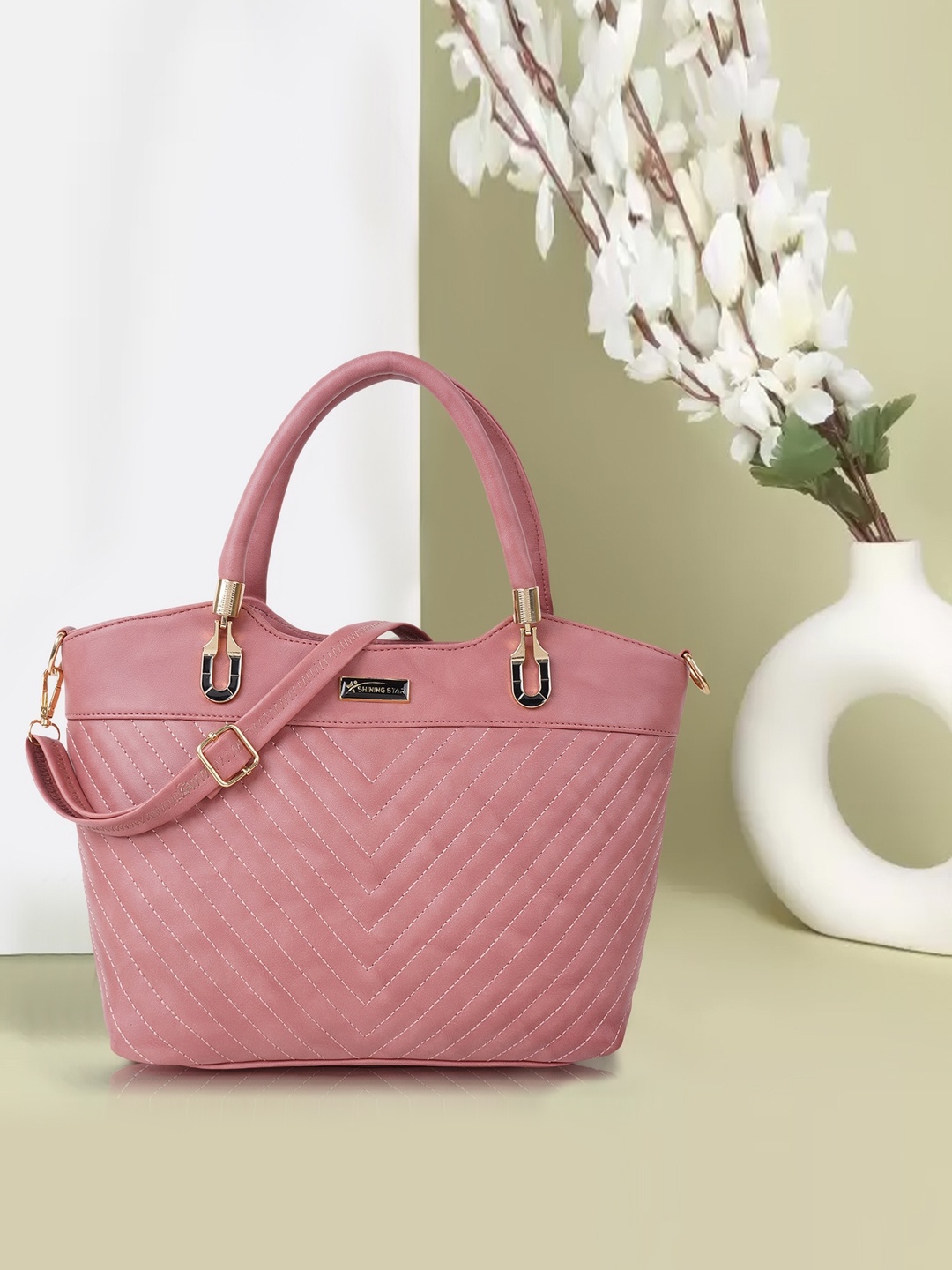 

SHINING STAR Structured Handheld Bag, Peach