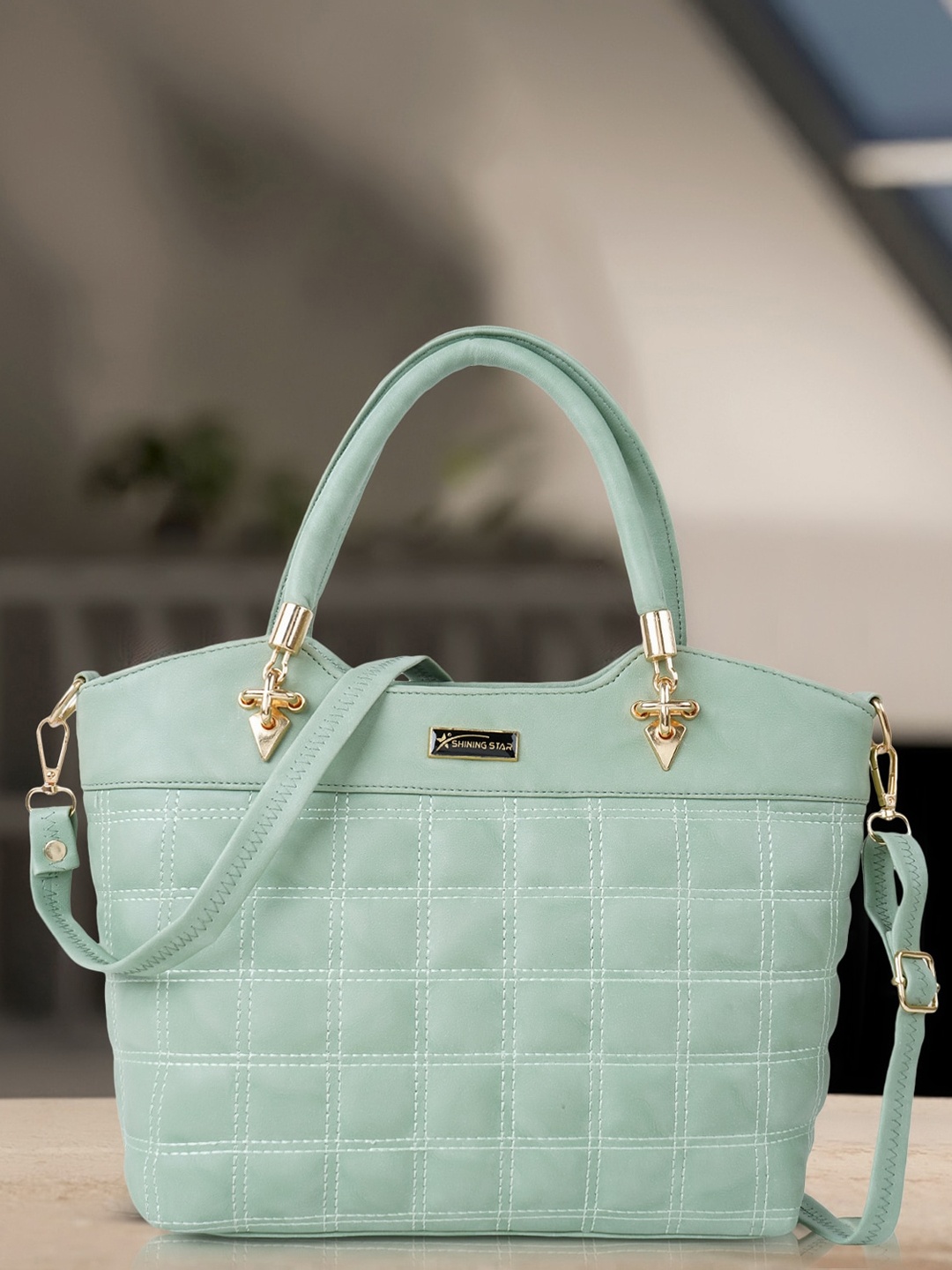

SHINING STAR Olive Green PU Structured Handheld Bag with Quilted