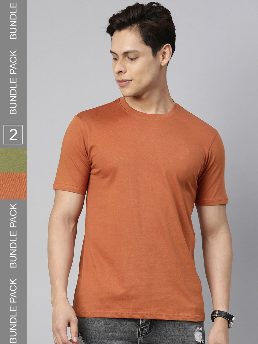 

recast Pack Of 2 Bio Finish Pure Cotton T-shirts, Brown