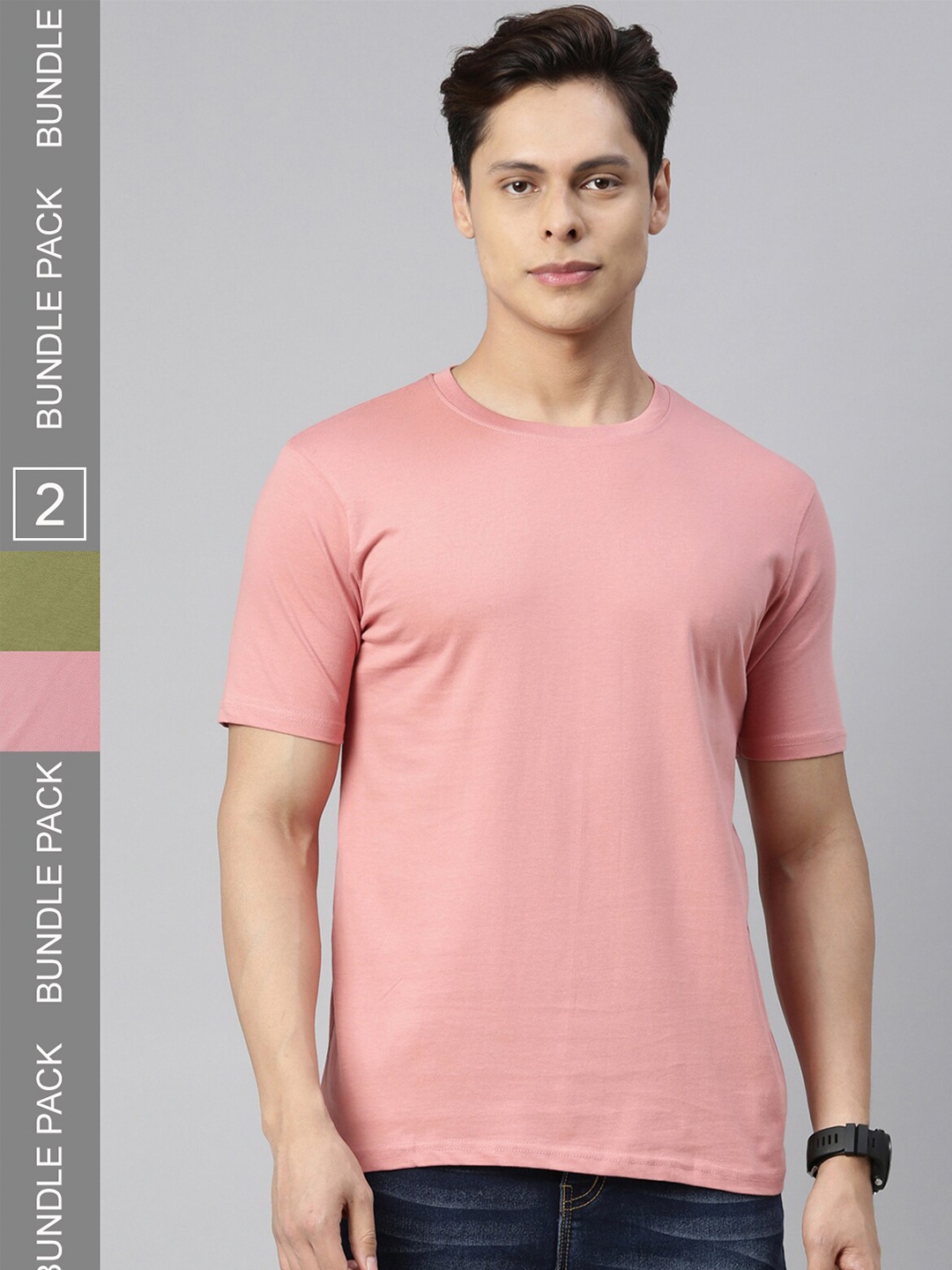 

recast Pack Of 2 Bio Finish Cotton T-shirts, Olive