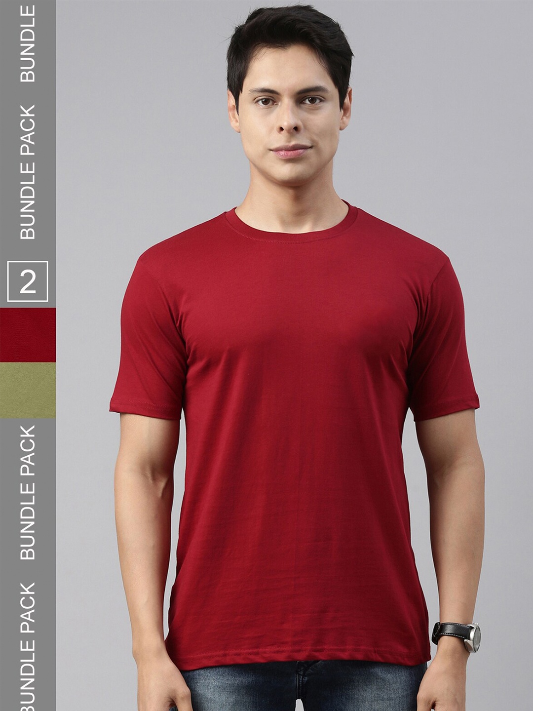 

recast Pack Of 2 Bio Finish Cotton T-shirts, Maroon