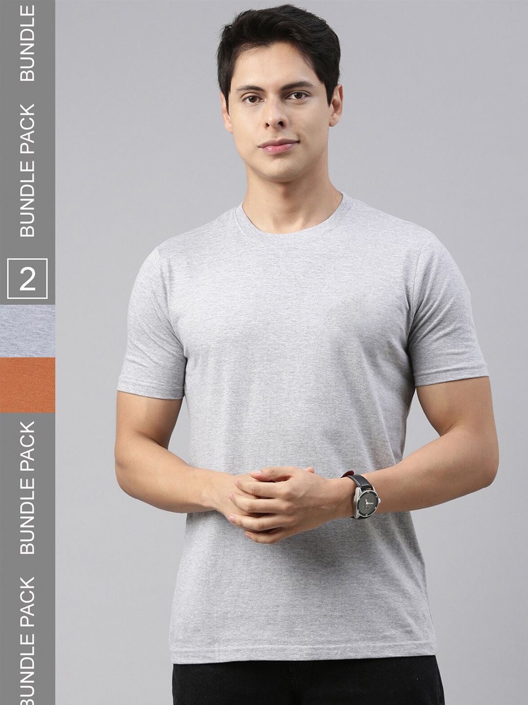 

recast Pack Of 2 Bio Finish Cotton T-shirts, Grey