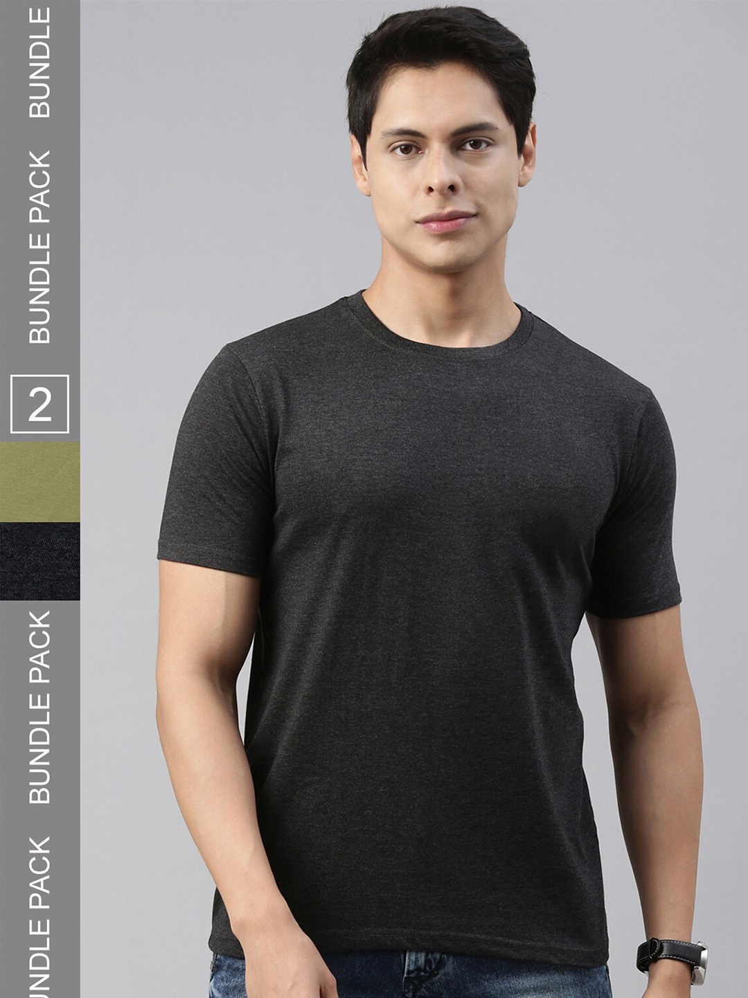 recast Pack Of 2 Bio Finish Cotton T-shirts, Olive