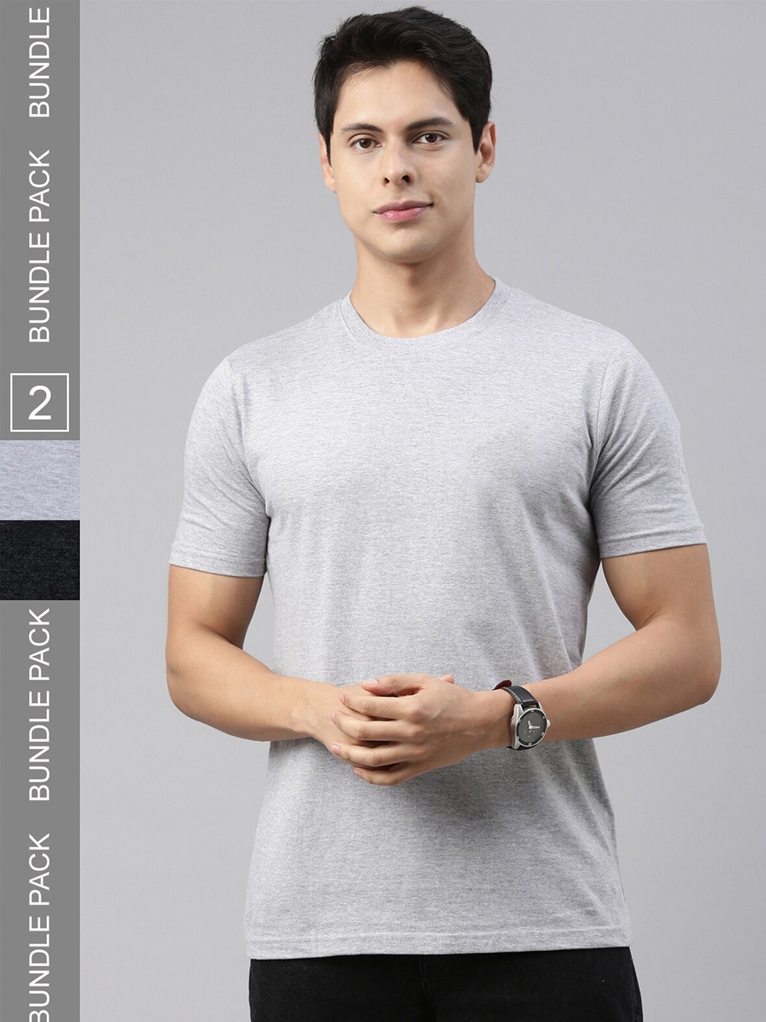 recast Pack Of 2 Bio Finish Cotton T-shirts, Charcoal
