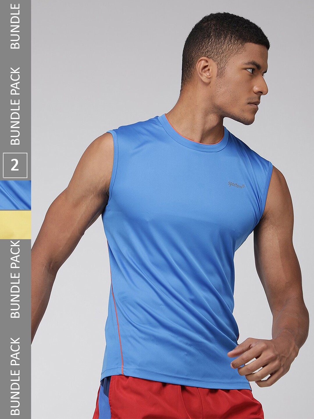 

SPORTO Pack of 2 Sleeveless Sports T-shirt, Blue