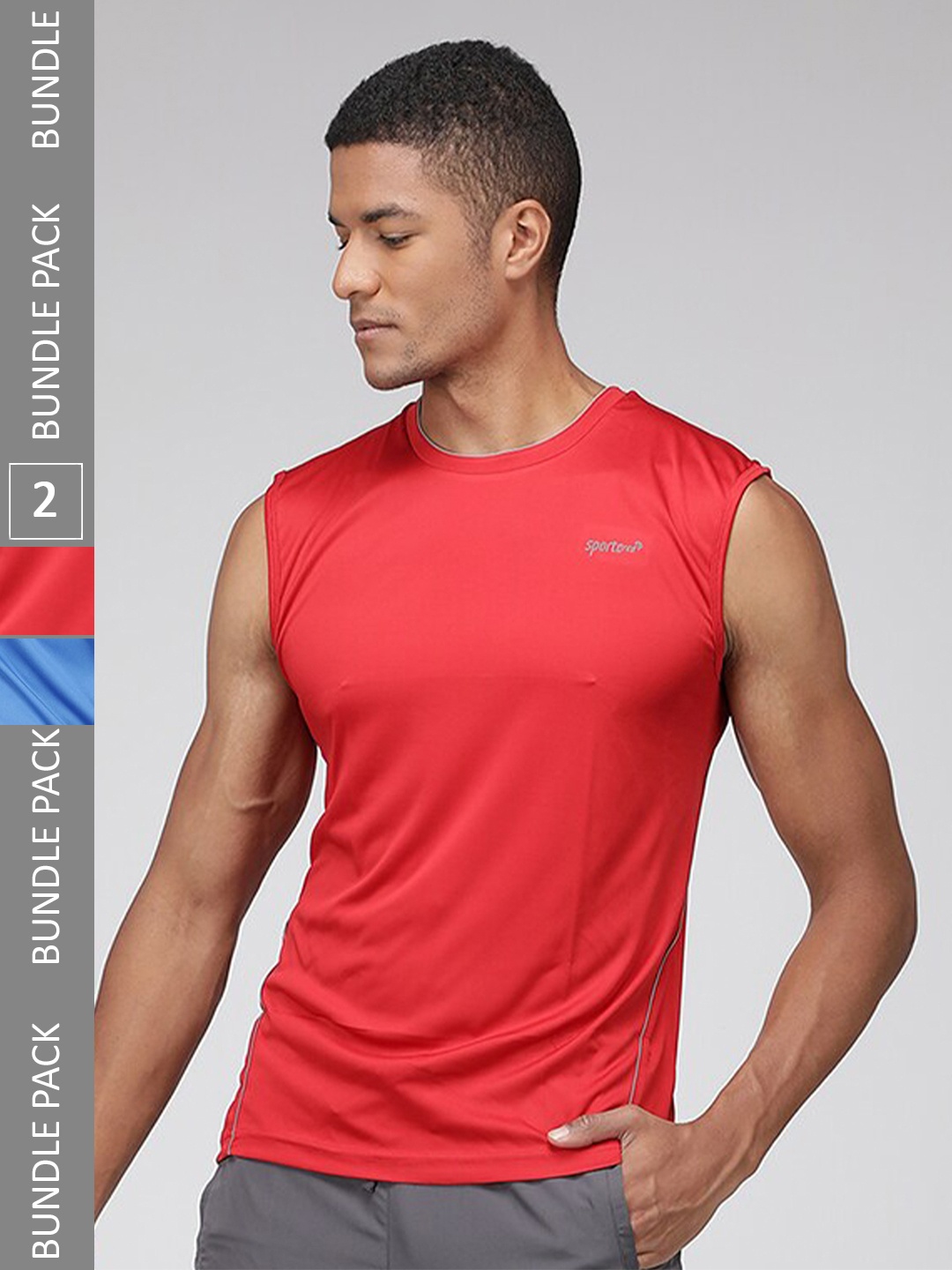 

SPORTO Pack of 2 Sleeveless Sports T-shirt, Red