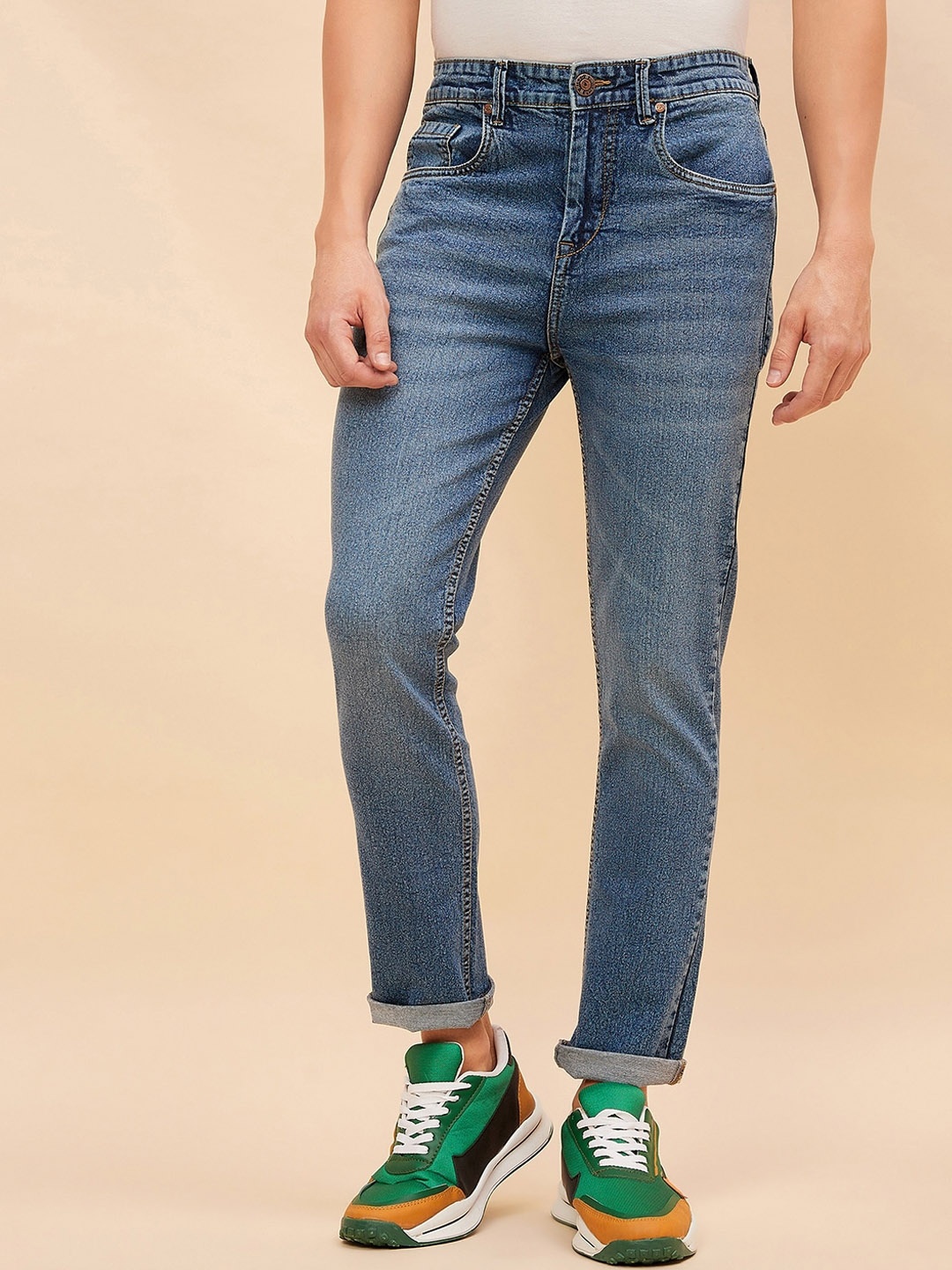 

High Star Men Straight Fit Light Fade Stretchable Jeans, Blue