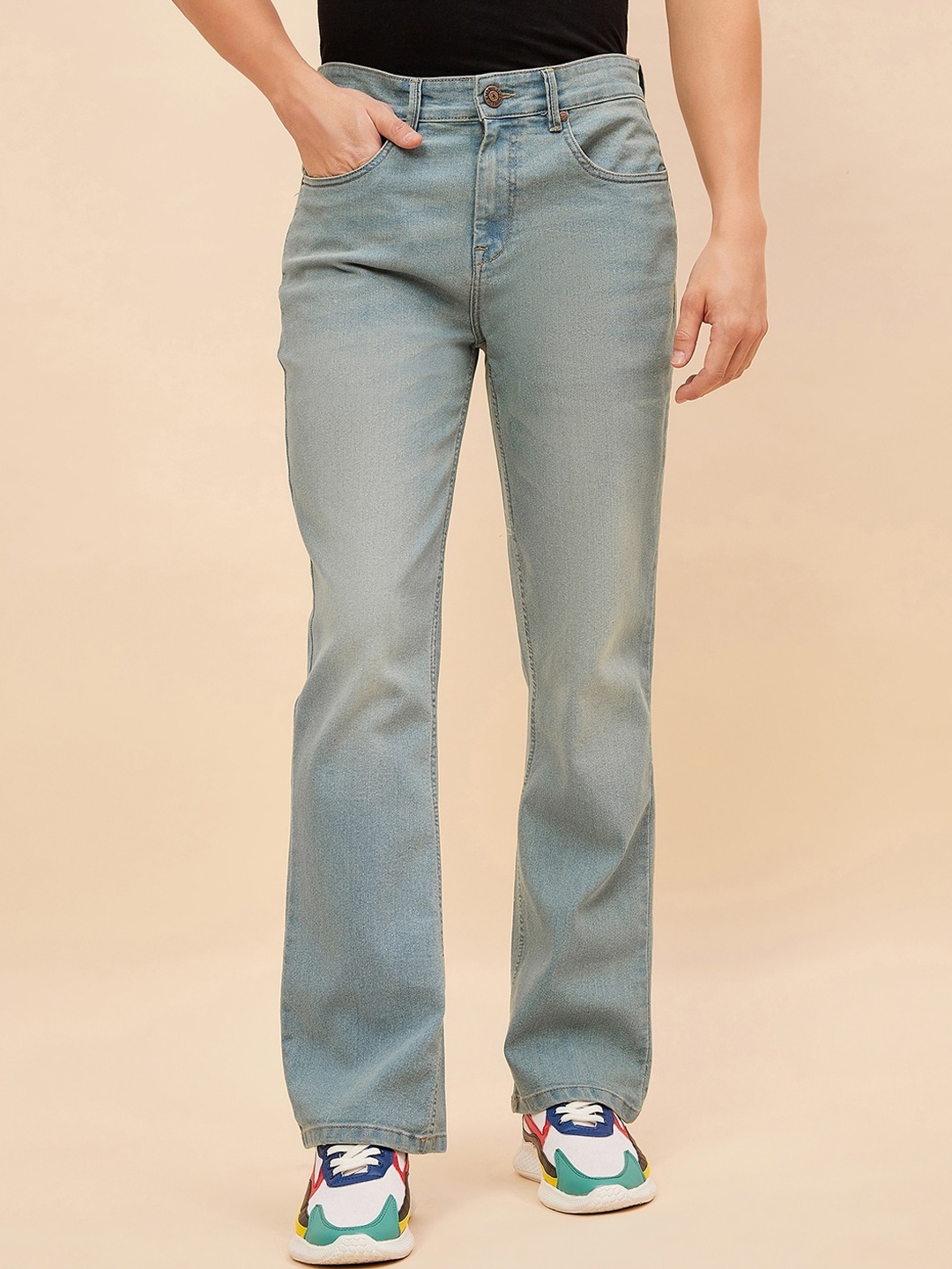

High Star Men Straight Fit Light Fade Stretchable Jeans, Blue