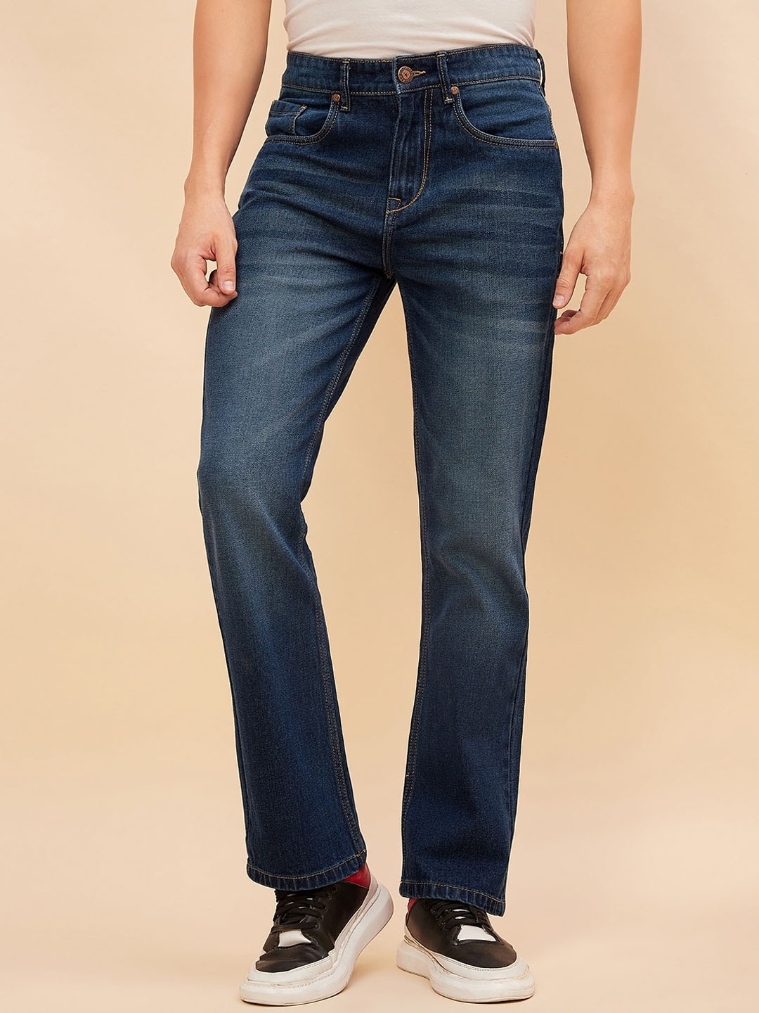 

High Star Men Bootcut Light Fade Stretchable Jeans, Blue