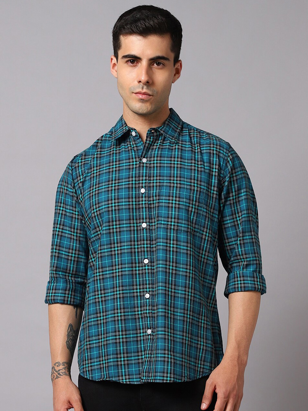 

High Star Tartan Checked Casual Shirt, Blue
