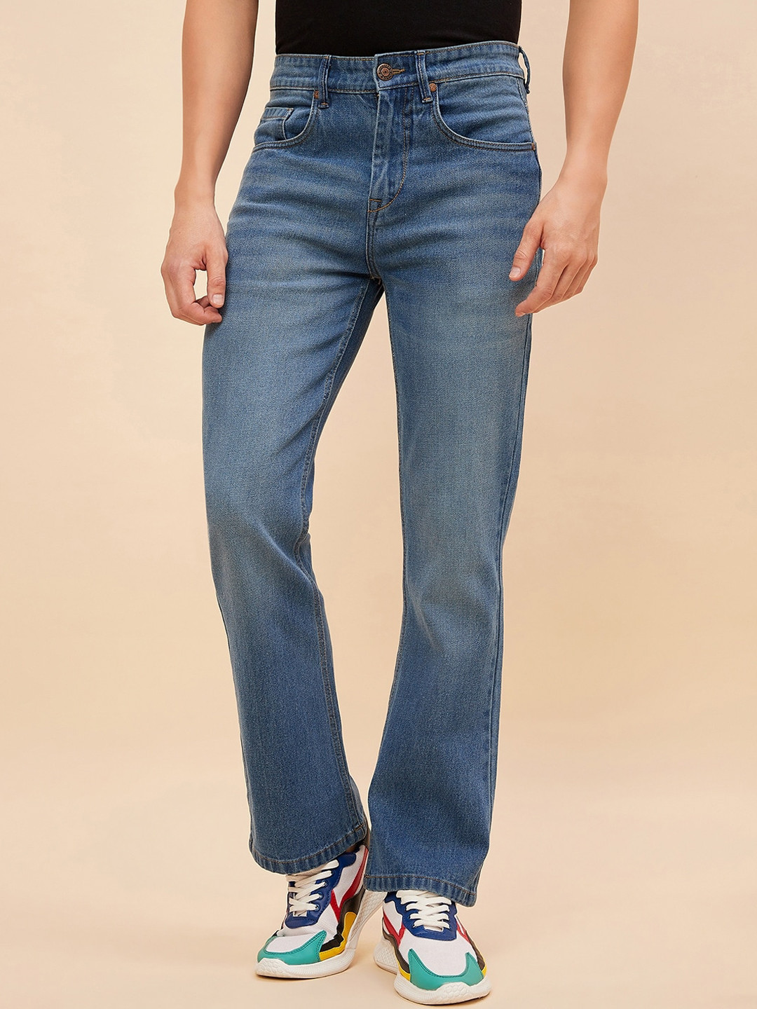 

High Star Men Bootcut Light Fade Stretchable Jeans, Blue