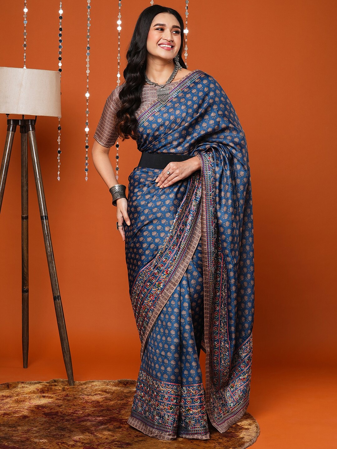 

Anouk Bagh Printed Embroidered Art Silk Saree, Blue