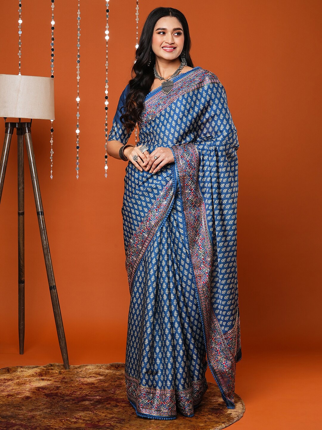 

Anouk Blue Floral Printed Saree