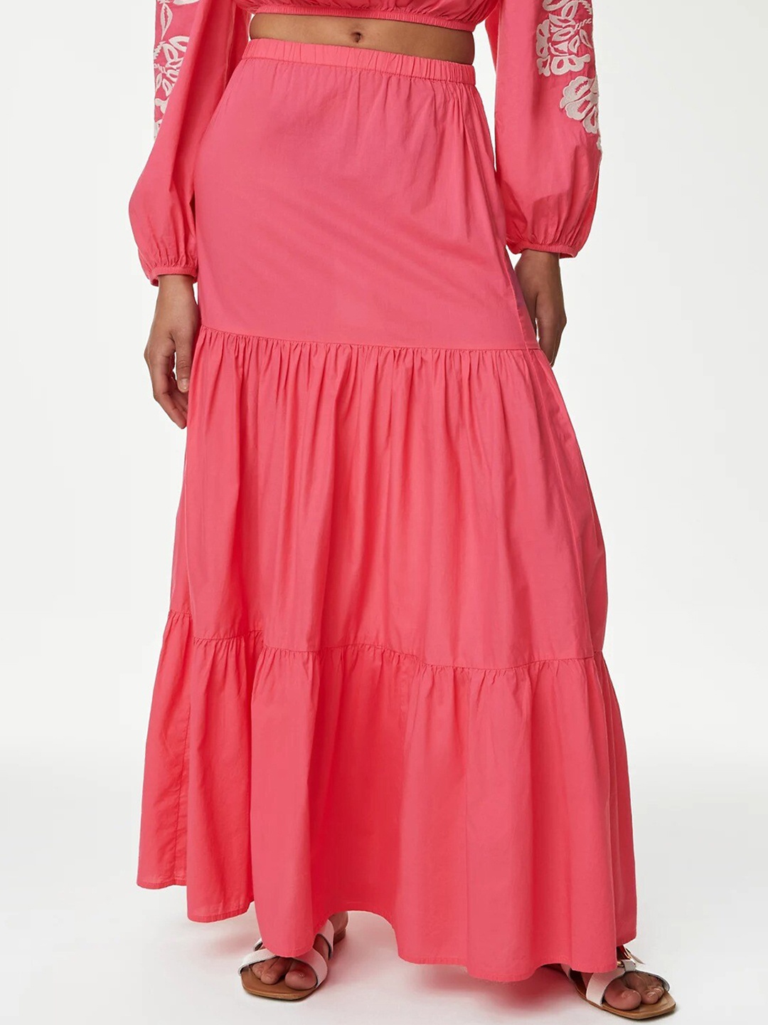 

Marks & Spencer Pure Cotton Flared Maxi Skirt, Pink