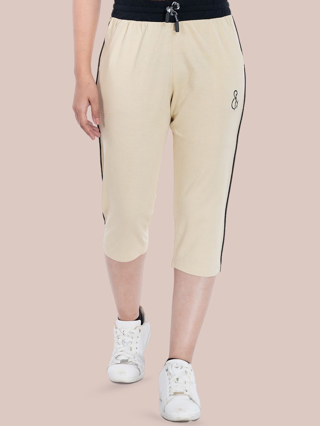 

StyleAOne Women Pure Cotton Mid-Rise Capris, Beige