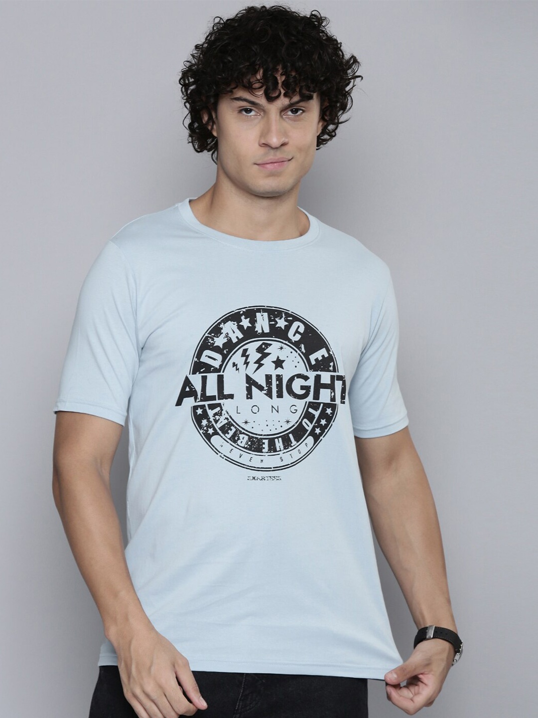 SMARTEES Typography Printed Cotton T-shirt, Blue