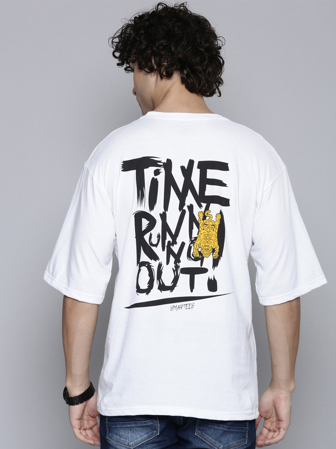 

SMARTEES Typography Printed Cotton Oversized Fit T-shirt, White