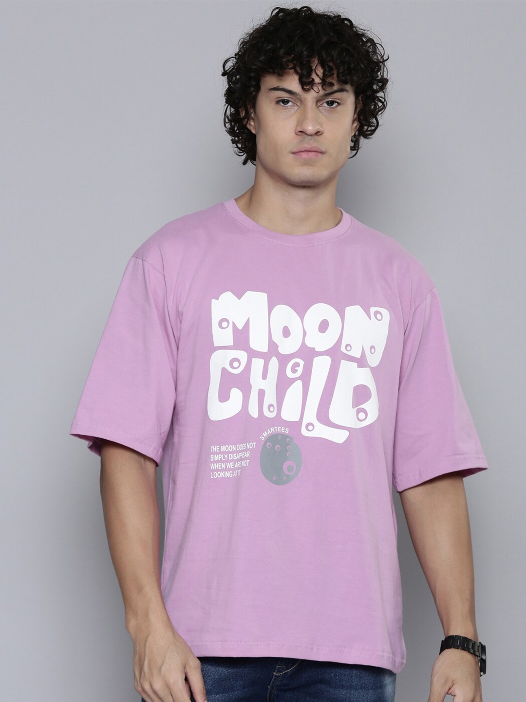 

SMARTEES Typography Printed Cotton Oversized Fit T-shirt, Lavender