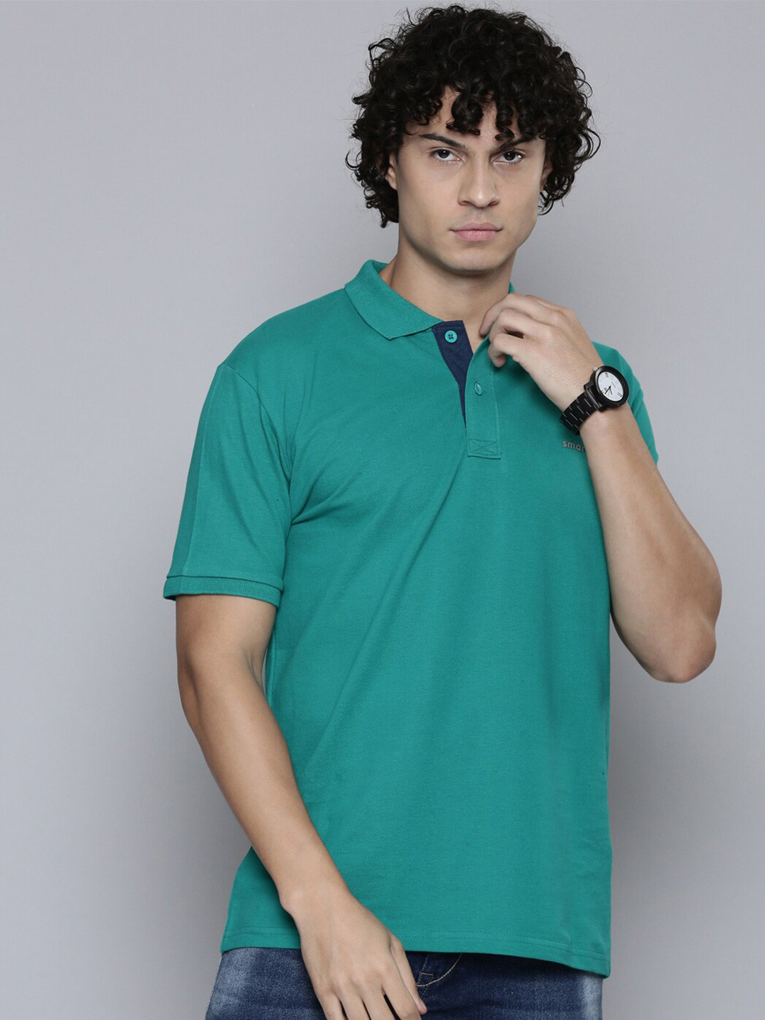 

SMARTEES Polo Collar Cotton T-shirt, Green